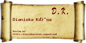 Dianiska Kósa névjegykártya