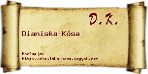 Dianiska Kósa névjegykártya